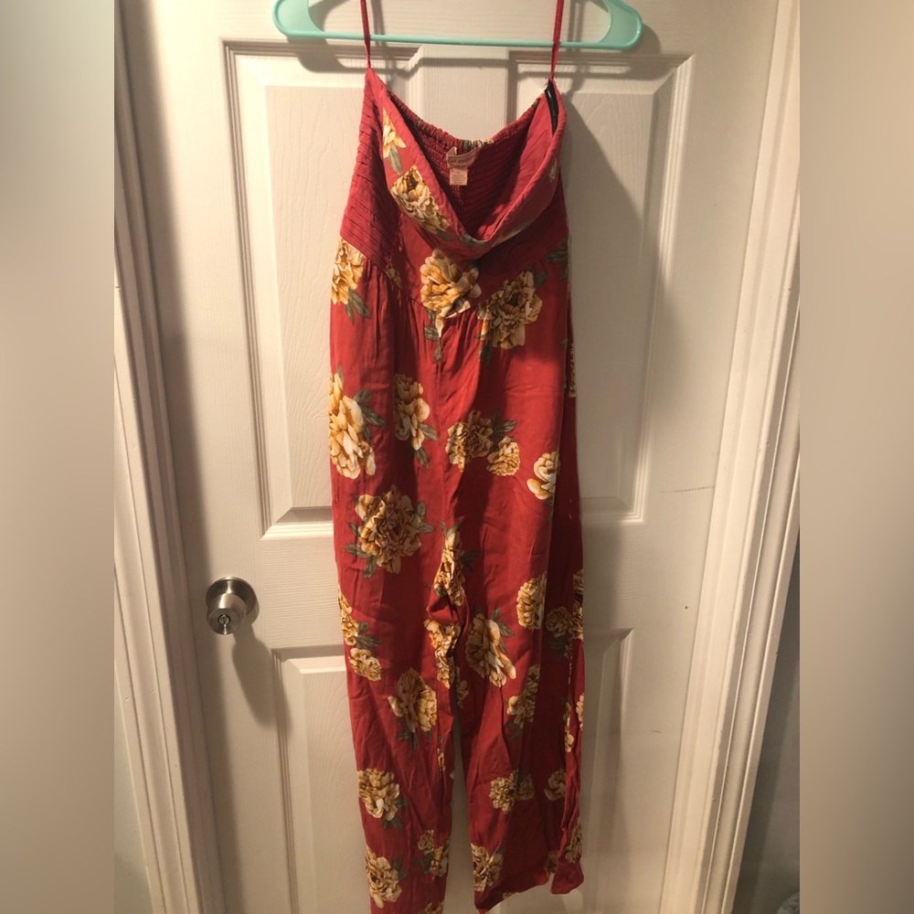 Strapless floral jumpsuit